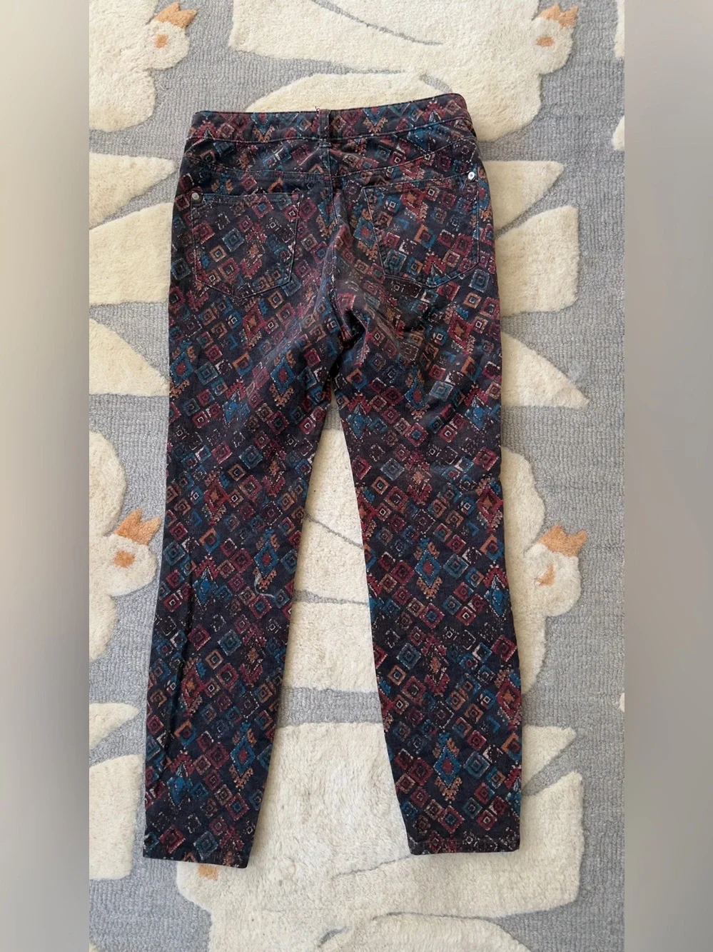 Anthropologie Pilcro Rust Tribal Corduroy Hi Rise Skinny Button Pants Sz 29